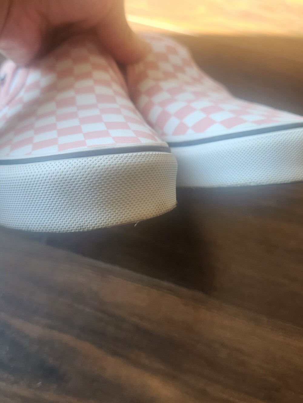 Vans Slip-On Checkerboard Sneakers in Light Pink & White - Picture 7 of 9